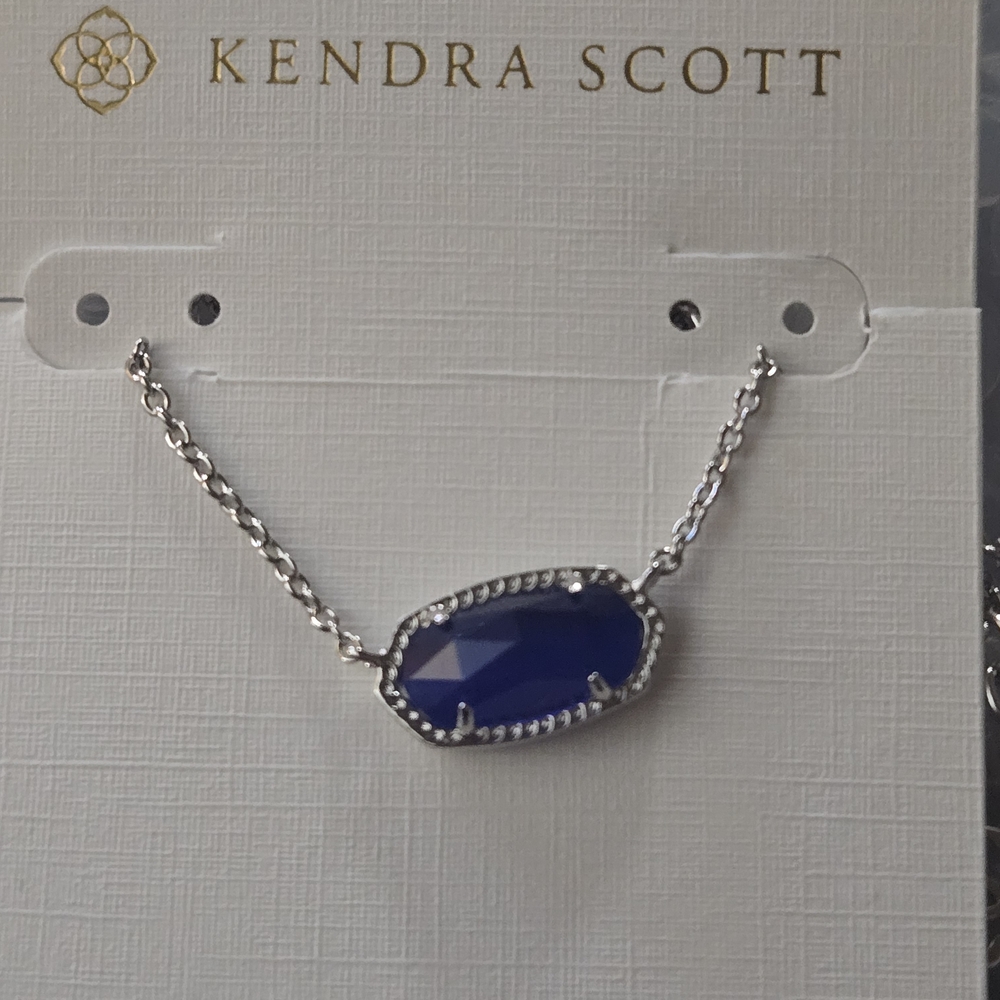Kendra Scott Silver and Blue Set Pendant Necklace & Earrings